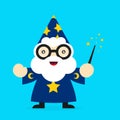 Cute funny smiling wizard. Vector modern