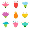 Cute and funny stylized flowers for spring design