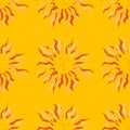 Cute and funny sunny pattern. Sun. Yellow background. Wallpaper.