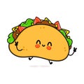 Cute funny taco character. Vector hand drawn cartoon kawaii character illustration icon. Isolated on white background Royalty Free Stock Photo