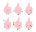 Cute funny thumbs up gesture set colllection