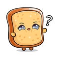 Cute funny toast bread and question mark. Vector hand drawn cartoon kawaii character illustration icon. Isolated on