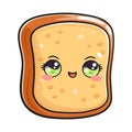 Cute funny toast. Vector hand drawn cartoon kawaii character illustration icon. Isolated on white background. Sliced