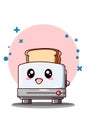 Cute and funny toaster with bread icon cartoon illustration