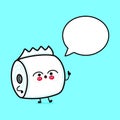 Cute funny toilet paper with speech bubble. Vector hand drawn cartoon kawaii character illustration icon. Isolated on Royalty Free Stock Photo