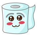 Cute funny toilet tissue, paper smiling happily. Toilet paper mascot character design. Design for print, emblem, t-shirt, party Royalty Free Stock Photo