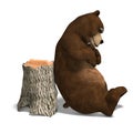 Cute and funny toon bear. 3D rendering with Royalty Free Stock Photo