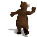 Cute and funny toon bear. 3D rendering with