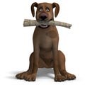 The cute and funny toon dog is a bit silly. 3D Royalty Free Stock Photo