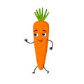 Cute funny vegetable waving his hands. Cartoon character carrot