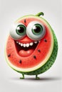 Mascot cartoon vector illustration Cute funny watermelon character isolated background Royalty Free Stock Photo