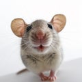 Cute Funny Wood mouse (Apodemus sylvaticus) with curious cute brown eyes looking in the camera on white Royalty Free Stock Photo