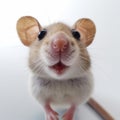 Cute Funny Wood mouse (Apodemus sylvaticus) with curious cute brown eyes looking in the camera on white Royalty Free Stock Photo