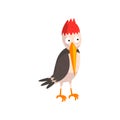 Cute funny woodpecker bird cartoon character vector Illustration on a white background