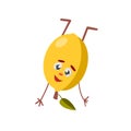 Cute and funny yellow lemon character in comic style looking up, cartoon vector illustration isolated on white background Royalty Free Stock Photo