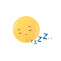 Cute funny yellow sun sleeping emoji sticker isolated on white background Royalty Free Stock Photo