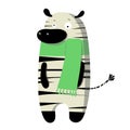 cute funny zebra in autumn scarf, vector clipart, children's funny illustration with cartoon character