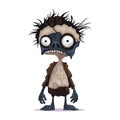 Cute Funny Zombie. Cartoon Style on White Background. Vector