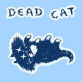 Cute fur the cat dead and lies. Vector illustration.