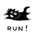 Cute fur running cat. Vector illustration.