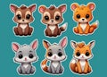 Cute Furry Animals, Sticker Form