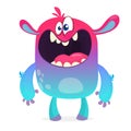 Cute furry blue monster. Vector bigfoot or troll character mascot. Design for children book