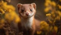 Cute furry ferret sitting in the grass, looking at camera generated by AI