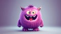 Cute Furry fluffy Pink Monster, cartoon 3d, alien monster illustration, on