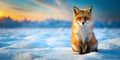 A cute furry mascotte fox animal in the ice tundra AI-Created Content