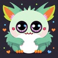 Cute furry monster sticker