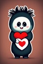 Cute furry monster loving hearts sticker Royalty Free Stock Photo