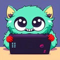 Cute furry monster sticker