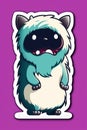 Cute furry monster surprised sticker