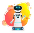 Cute futuristic robot at abstract background, artificial intelligence, realistic smiling robot