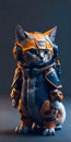 Cute futuristic soldier cat wearing cyberpunk jacket