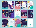 Cute galaxy calendar 2021 with astronaut, moon, rocket, planet for children, kid, baby.Can be used for printable graphic.Editable