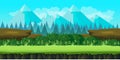 Cute game background of mountains and grass Royalty Free Stock Photo