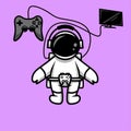 Cute Gamer Astronaut illustration. Flat design. Elements design. Editable