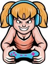 Cute gamer girl mascot logo design