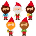 Garden gnomes collection. Vector illustration