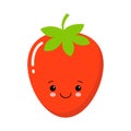 Cute Garden strawberry fruit or strawberries flat color vector icon.