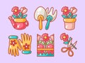 Cute gardening element sticker collection