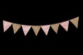 Cute garland of Festival flags isolated on black background