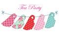 Cute garland of tea cups as retro applique for tea party Royalty Free Stock Photo