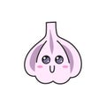 Cute garlic character with face. Kawaii doodle garlic isolated on white background.