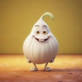 Cute Garlic Happy Cartoon Character