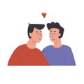 Cute gay couple. Portrait of adorable young men flirting with each other. Homosexual romantic partners on date. Concept Royalty Free Stock Photo