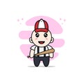 Cute geek boy character design wearing baseball costume Royalty Free Stock Photo