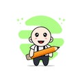 Cute geek boy character holding a big pencil Royalty Free Stock Photo