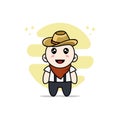 Cute geek boy character wearing cowboy costume Royalty Free Stock Photo